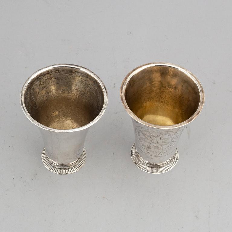 PETTER GILLBERG, two silver cups, Varberg 1765 & 1770.