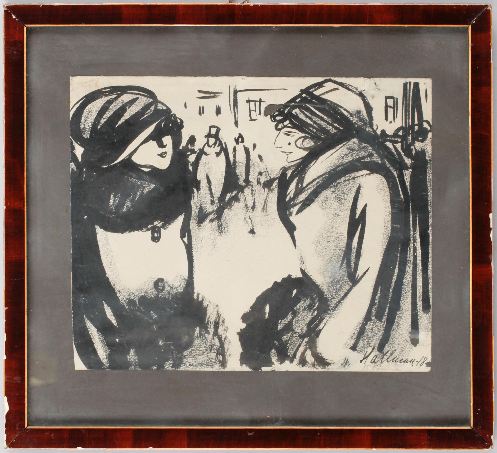 ADOLF HALLMAN, tuschteckning, sign och dat -18.