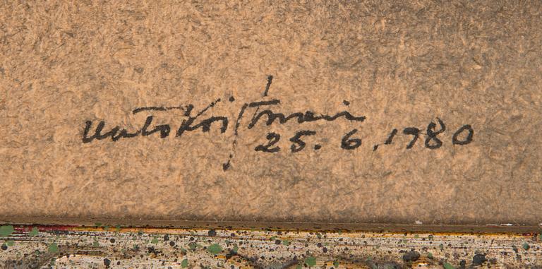 Unto Koistinen, muste, signeerattu ja päivätty 25.6.1980.