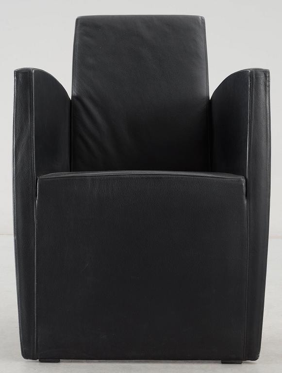 A Philippe Starck 'J Serie Lang' black leather and cast aluminium lounge chair, by Aleph, Italy.