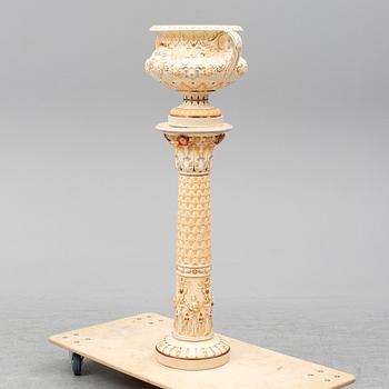 A ceramic pedestal and plant pot from Rörstrand, circa 1900.