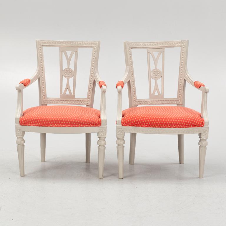 Armchairs, a pair, Gustavian style, circa 1800.