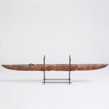 Bertil Vallien, a unique sant casted glass sculpture of a boat, Kosta Boda, Sweden, probably 1980s.