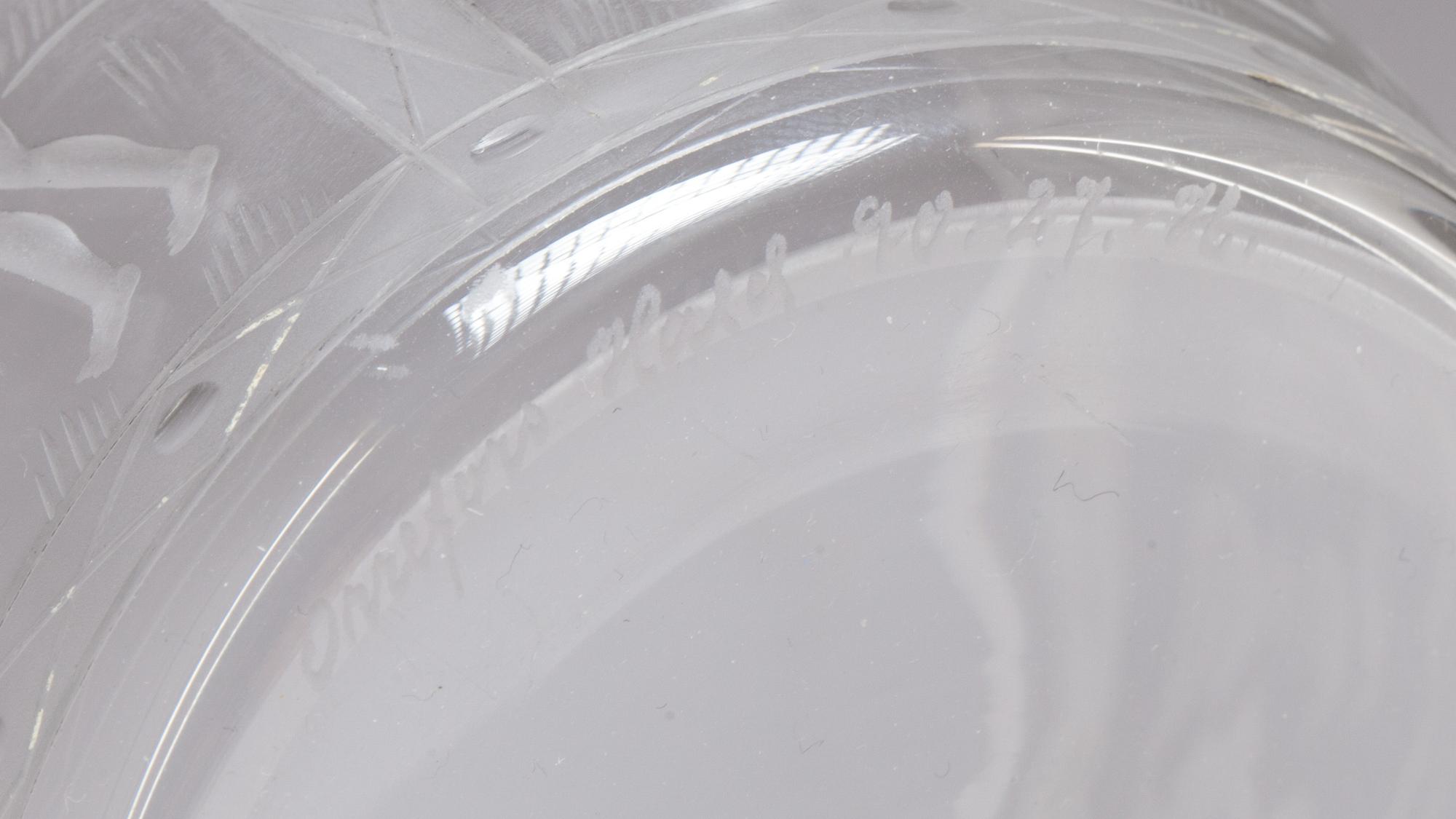 SKÅL med FAT, glas, Edvard Hald, Orrefors, signerad.