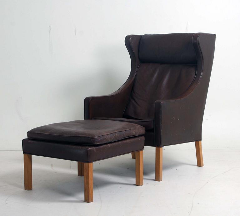 FÅTÖLJ med FOTPALL, Börge Mogensen, Fredericia Stolefabrik, Danmark.