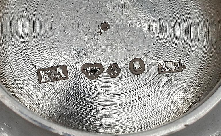 TESIL SAMT ETUI, silver, K Andersson, Stockholm, 1924/25 resp England 1700-1800-tal. Total vikt ca 88 g.