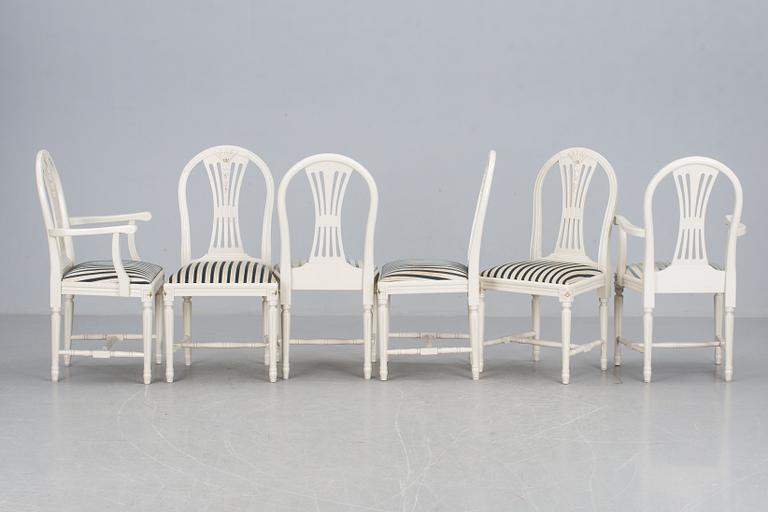 MATSALSGRUPP, 8 delar, gustaviansk stil, 1900-tal.