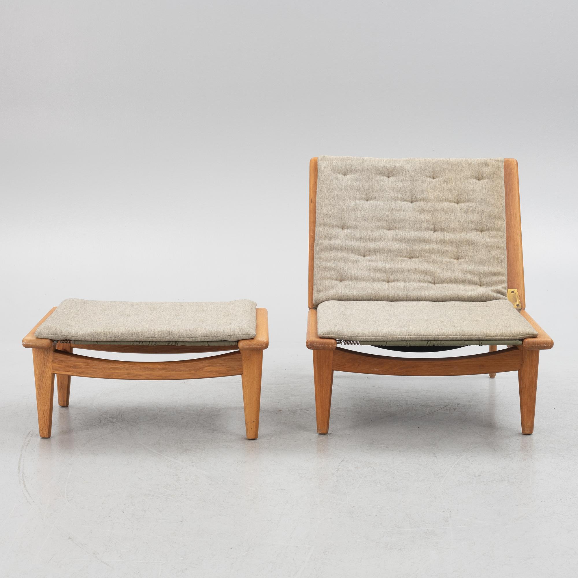 Hans J. Wegner, armchair with footstool/daybed, GE-01, Getama, Denmark.