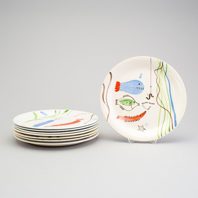 STIG LINDBERG, 8 "Löja" dishes, Gustavsberg 1948-1962.