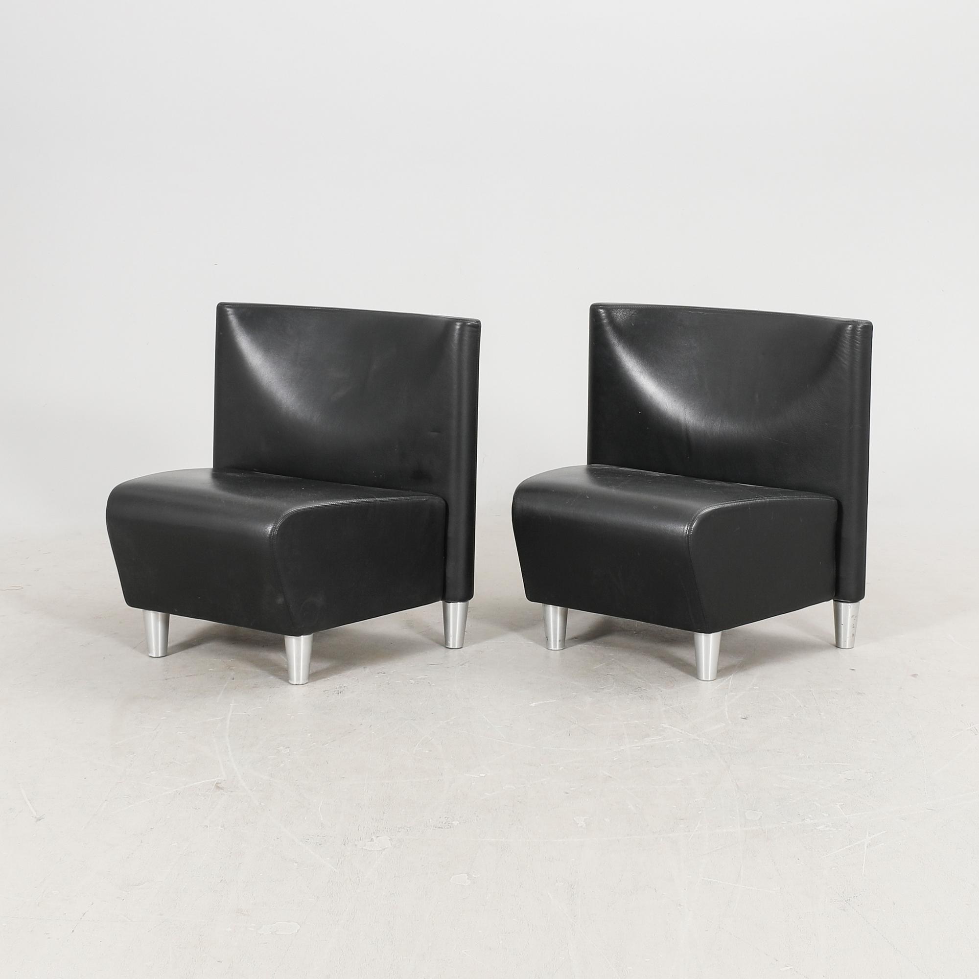 A set of eight leather easychairs by Erik Jørgensen Møbelfabrik, Svendborg, Denmark.
