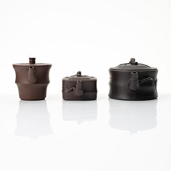A group of Chinese yixing teapots, 1980s.