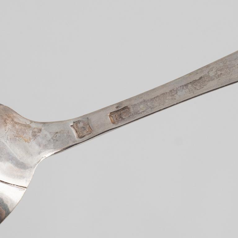 Swedish silver spoons, 7 pieces 18th century and one 19th century.