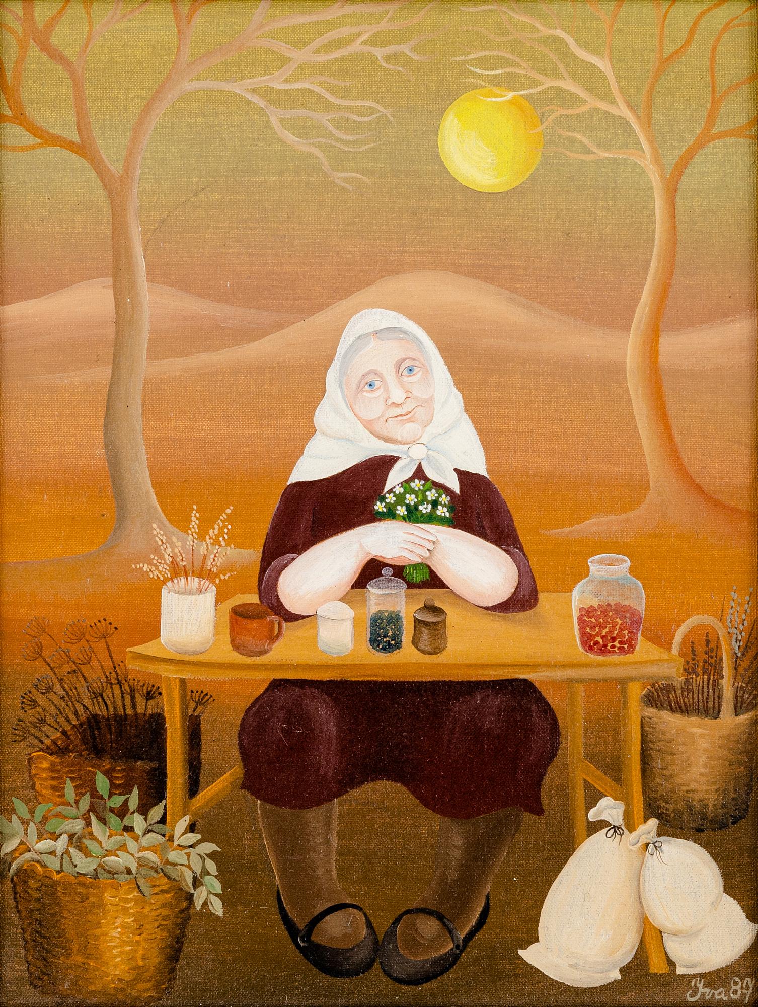 Iva Hüttnerova, oil on cardboard, signed and dated 87.