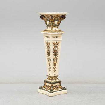 A ca 1900 Swedish majolica pedestal, signed Rörstrand.