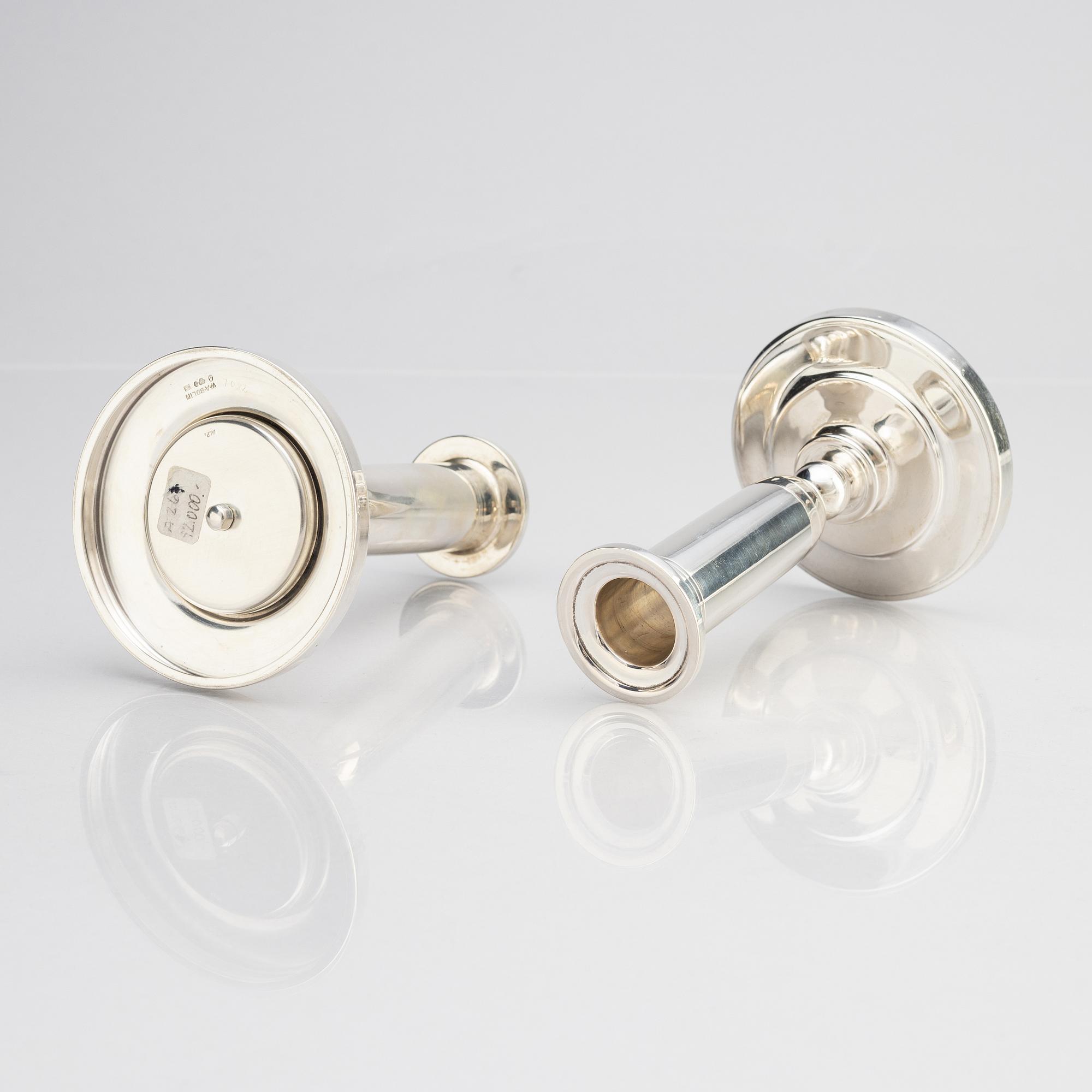 A pair of silver candlesticks, W.A. Bolin, Stockholm 1940.