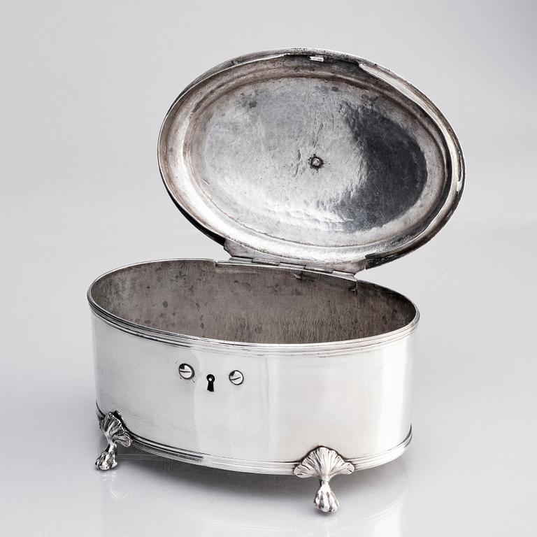 A Swedish late Gustavian 18th century silver sugar-casket, mark of Johan Wilhelm Zimmerman, Stockholm 1799.