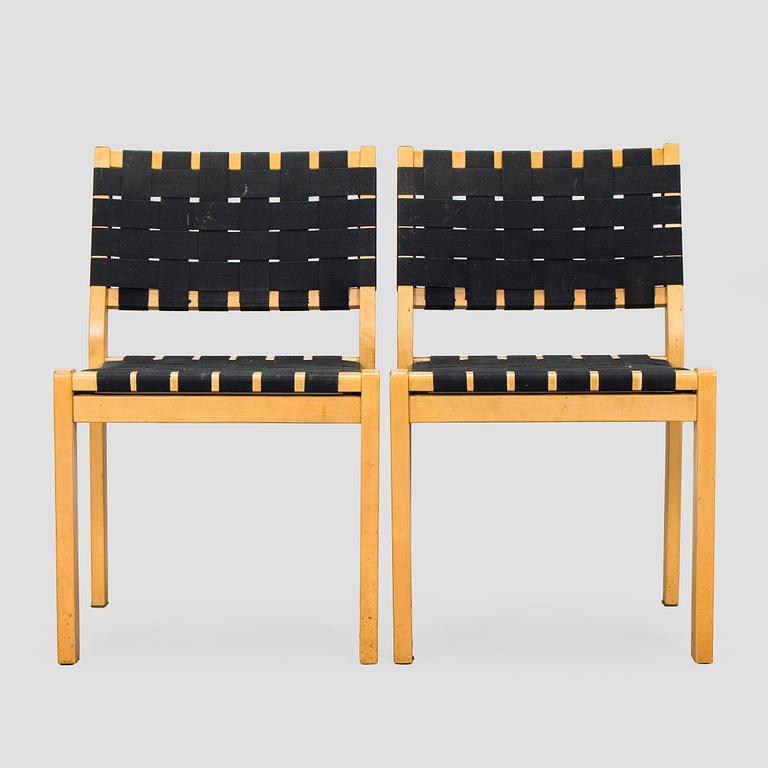 Alvar Aalto, tuolia, 6 kpl, malli 611, 1900-luvun loppu.
