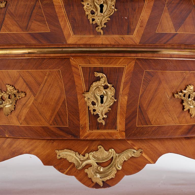 A rosewood and gilt-brass mounted rococo secretaire by G. Foltiern (master in Stockholm 1771-1804).