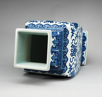 A large blue and white vase, Qing dynasty with Xuandes six character mark.