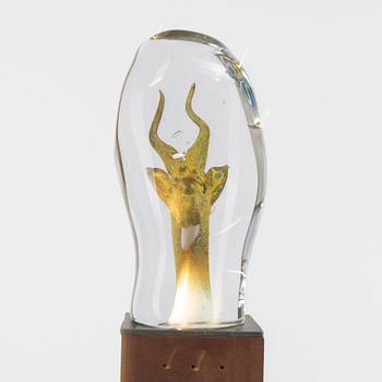 Kjell Engman, skulptur, glas, unik, på piedestal, Kosta Boda.