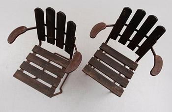 TRÄDGÅRDSSTOLAR, 1 par, "Fåtölj B2", Örjan Lindqvist, Grythyttan, 1900-talets mitt.