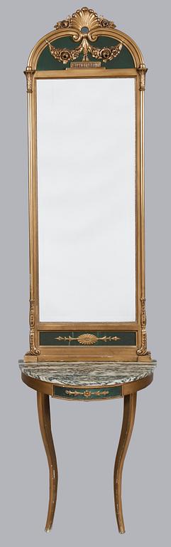 SPEGEL MED BORD, gustaviansk stil, 1900-talets mitt.