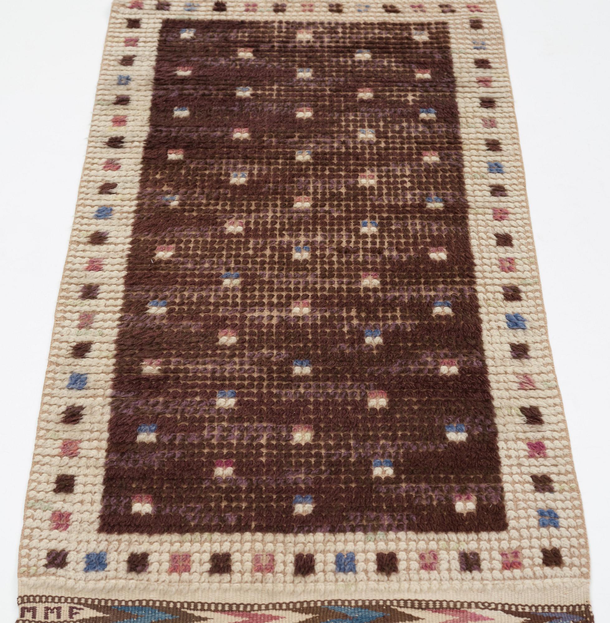 Märta Måås-Fjetterström, A carpet, knotted pile, ca 140 x 64,5-66,5 cm, signed MMF.