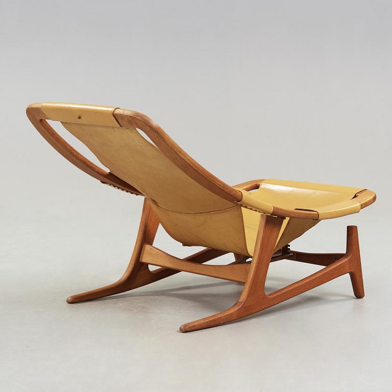 An Arne Tidemand Ruud 'Holmenkollen' teak and leather easy chair, Norcraft, Norway 1950-60's.