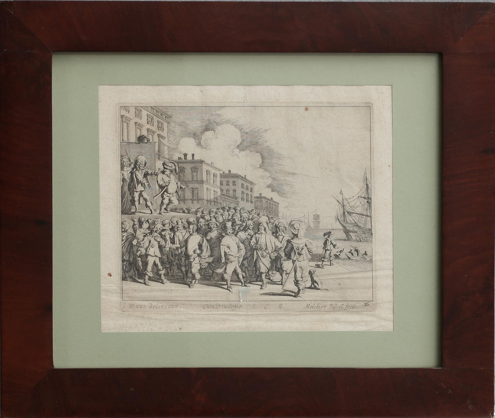 KOPPARSTICK, 2 st, ett av William Hogarth och ett efter W. Bauer, 1700-tal.