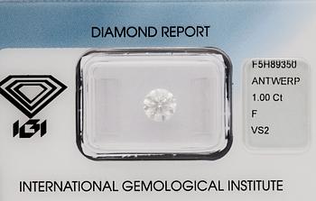 DIAMANT, briljantslipad, oinfattad, 1 ct. Cert. IGI.