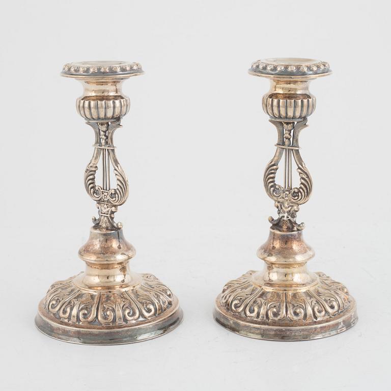 A Pair of Swedish Silver Empire Candlesticks, mark of Nils Jakob Adamsson, Norrköping 1843.