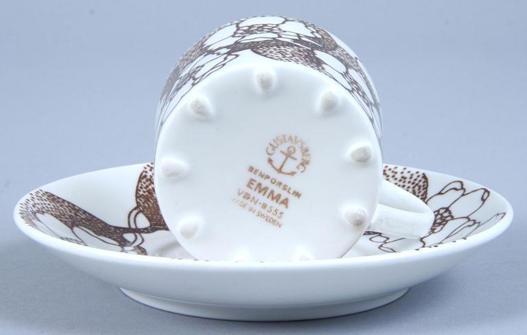 KAFFEKOPPAR MED FAT, 5 st, "Emma", Paul Hoff, Gustavsberg, 1971-1977.