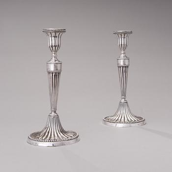 A PAIR OF CANDLESTICKS, silver, probably Naples, Italy, 1780-90s.