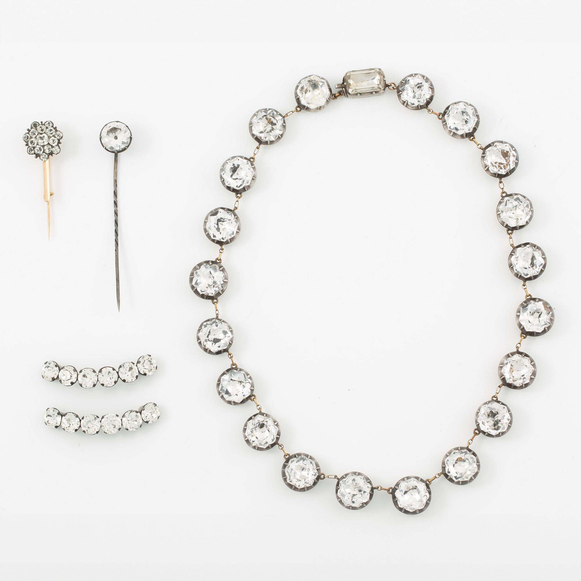 Silver necklace with paste, 19th century.