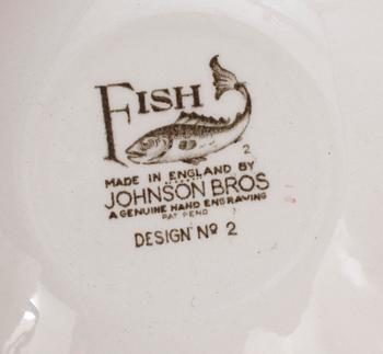 FISKSERVIS, 16 delar, flintgods, Johnson Bros, England.