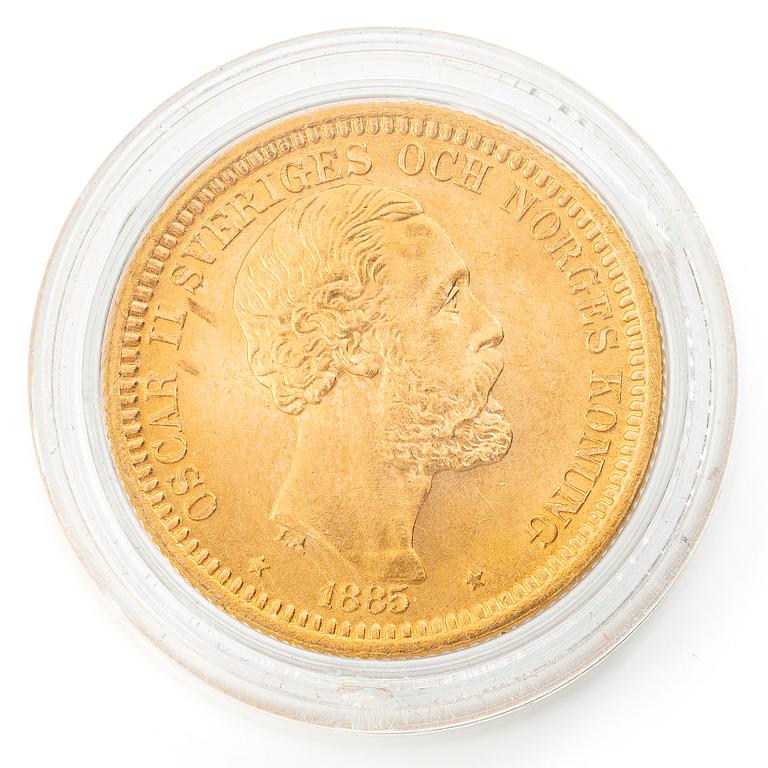 Guldmynt, Sverige, Oskar II, 20 kronor, 1885.