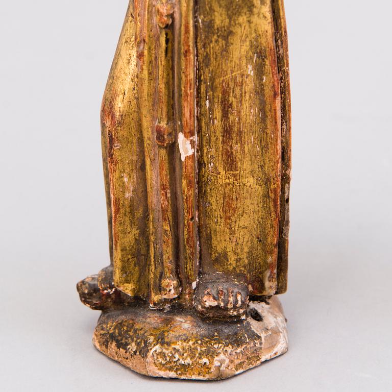 TWO SCULPTURES, painted wood, 18th century.