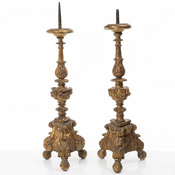Two similar of altar candle sticks, south Europe, 18th/19th century.