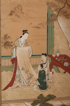 A Japanese six fold screen, Meiji period (1868-1912).