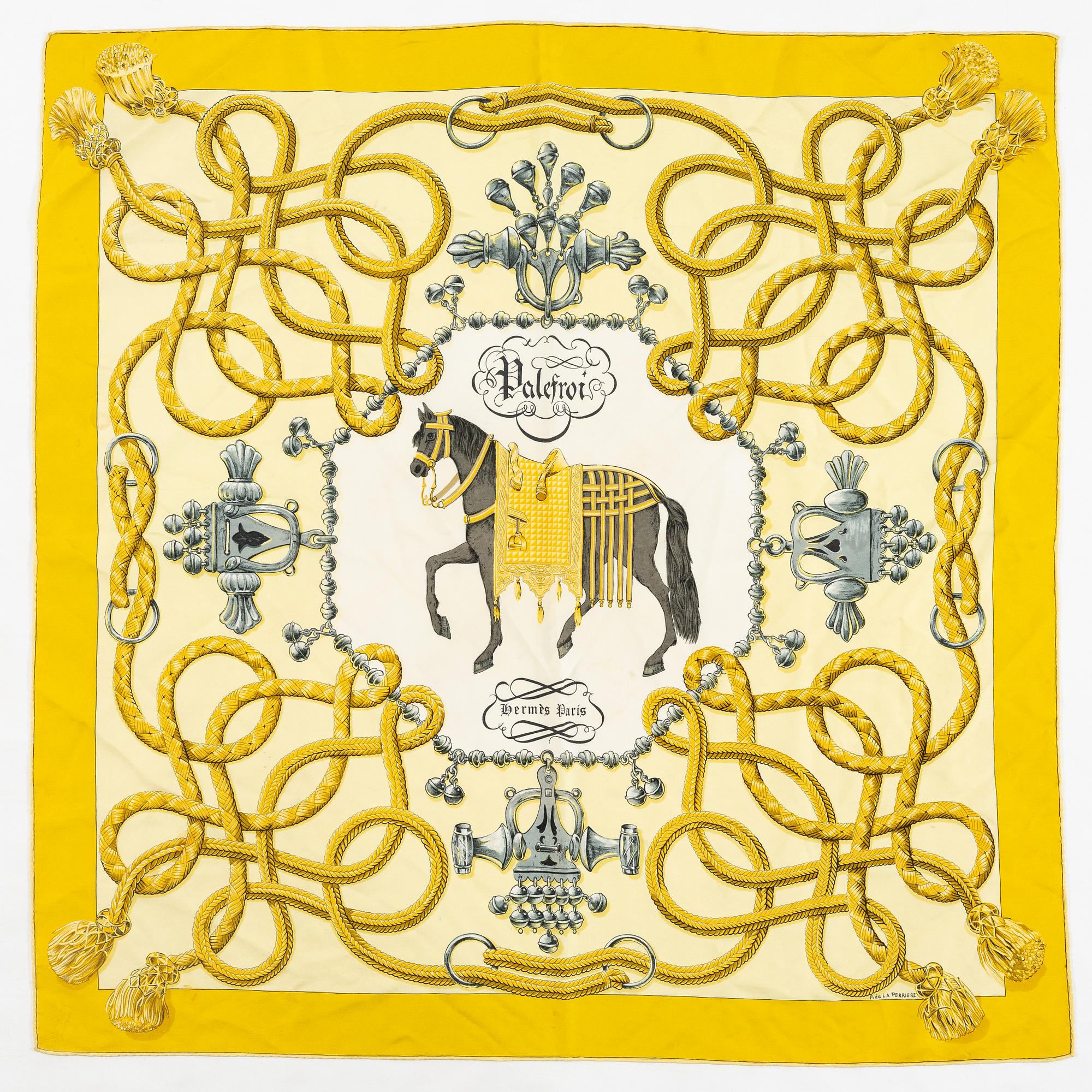 Hermès, a 'Palefroi' silk scarf.