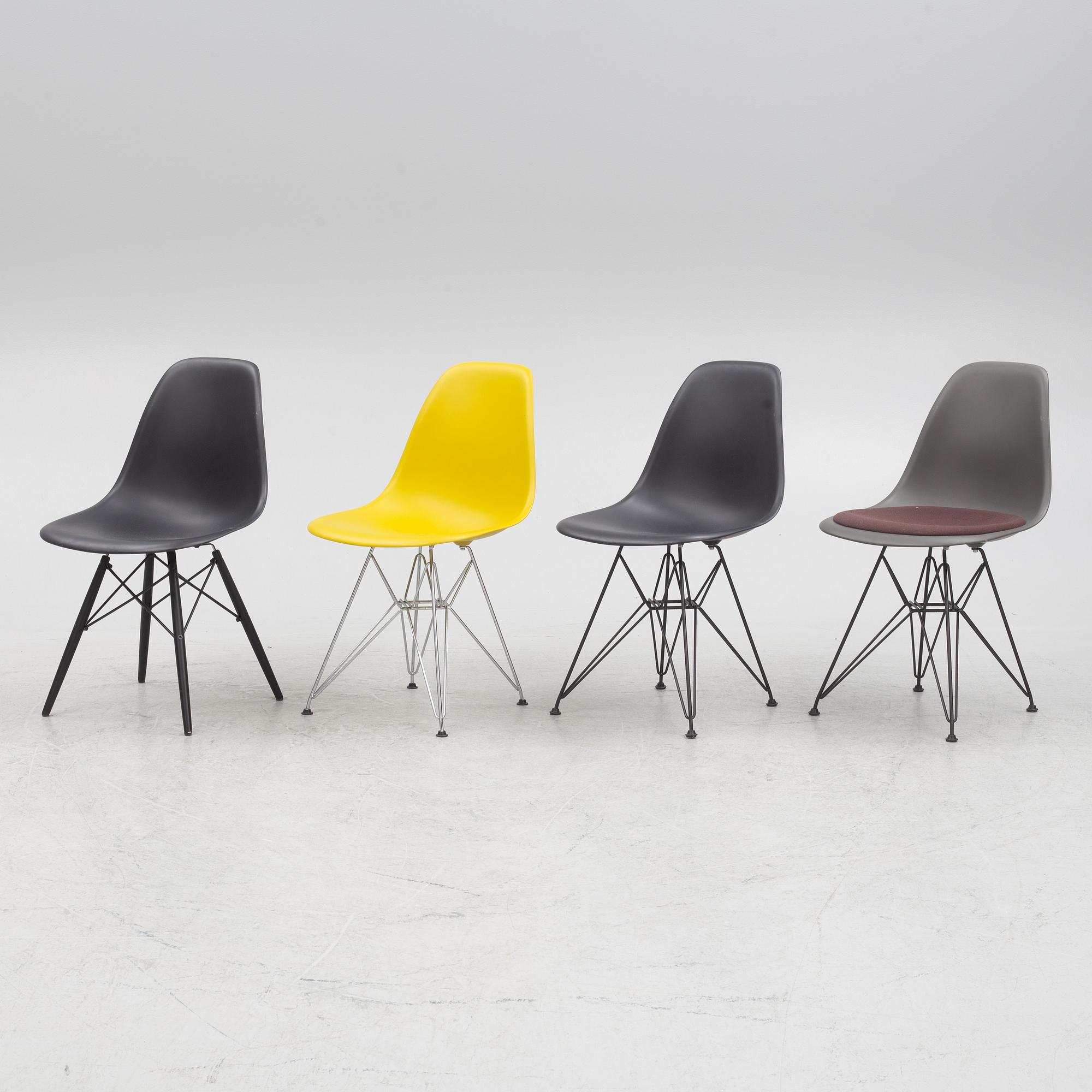 Charles & Ray Eames, a set of four 'Plastic Chairs', Vitra 2012-2013.