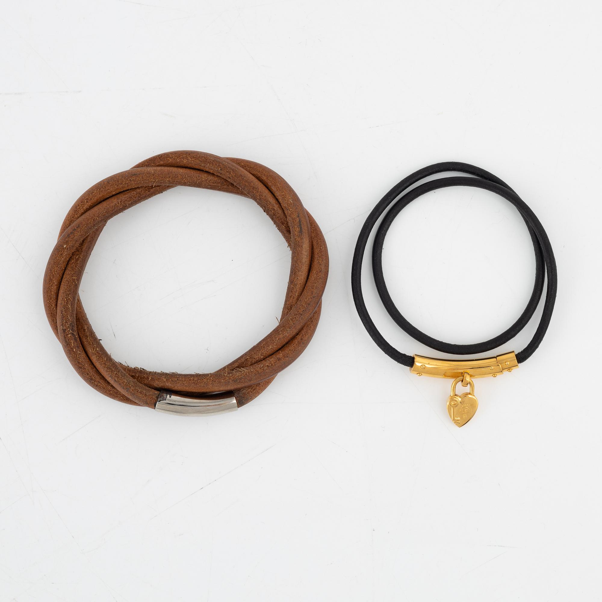 Hermès, two leather bracelets.