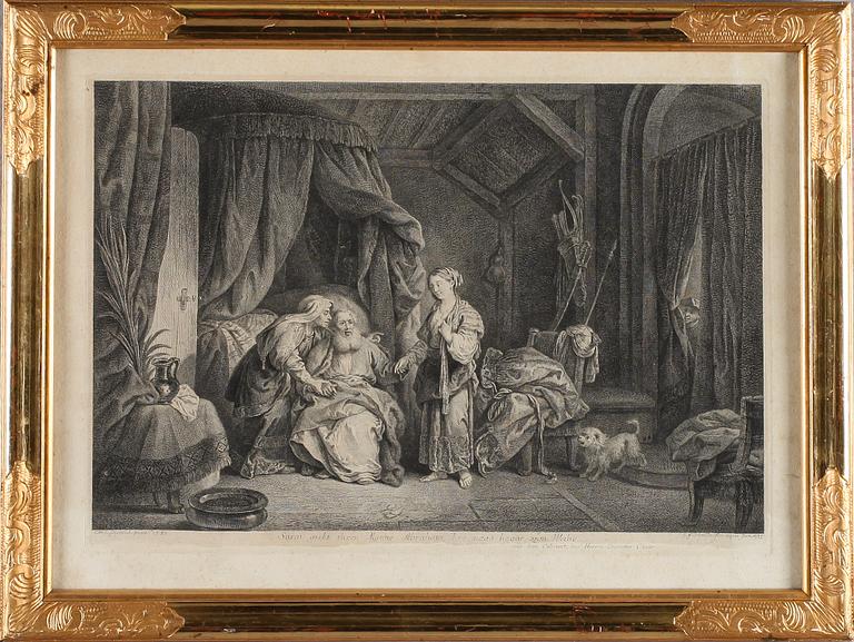 KOPPARSTICK, 2 st, bl a efter C W E Dietrich, 1700-tal.