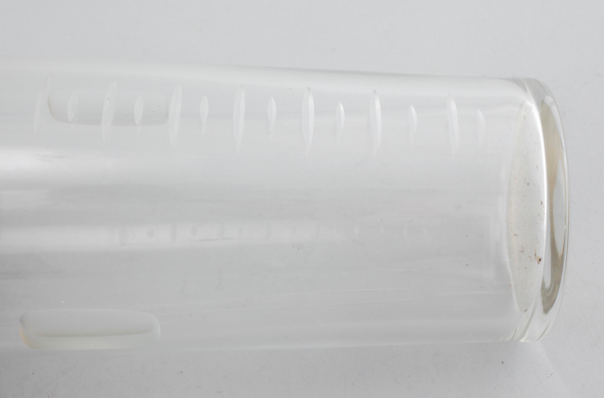 Cocktail jug and stirrer in glass and silver by Anton Michelsen, Denmark, mid/third quarter of the 20th century.