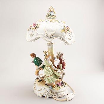A PMP (Porcelain Manufactory Plaue) table lamp, Germany, later part of the 20th century.