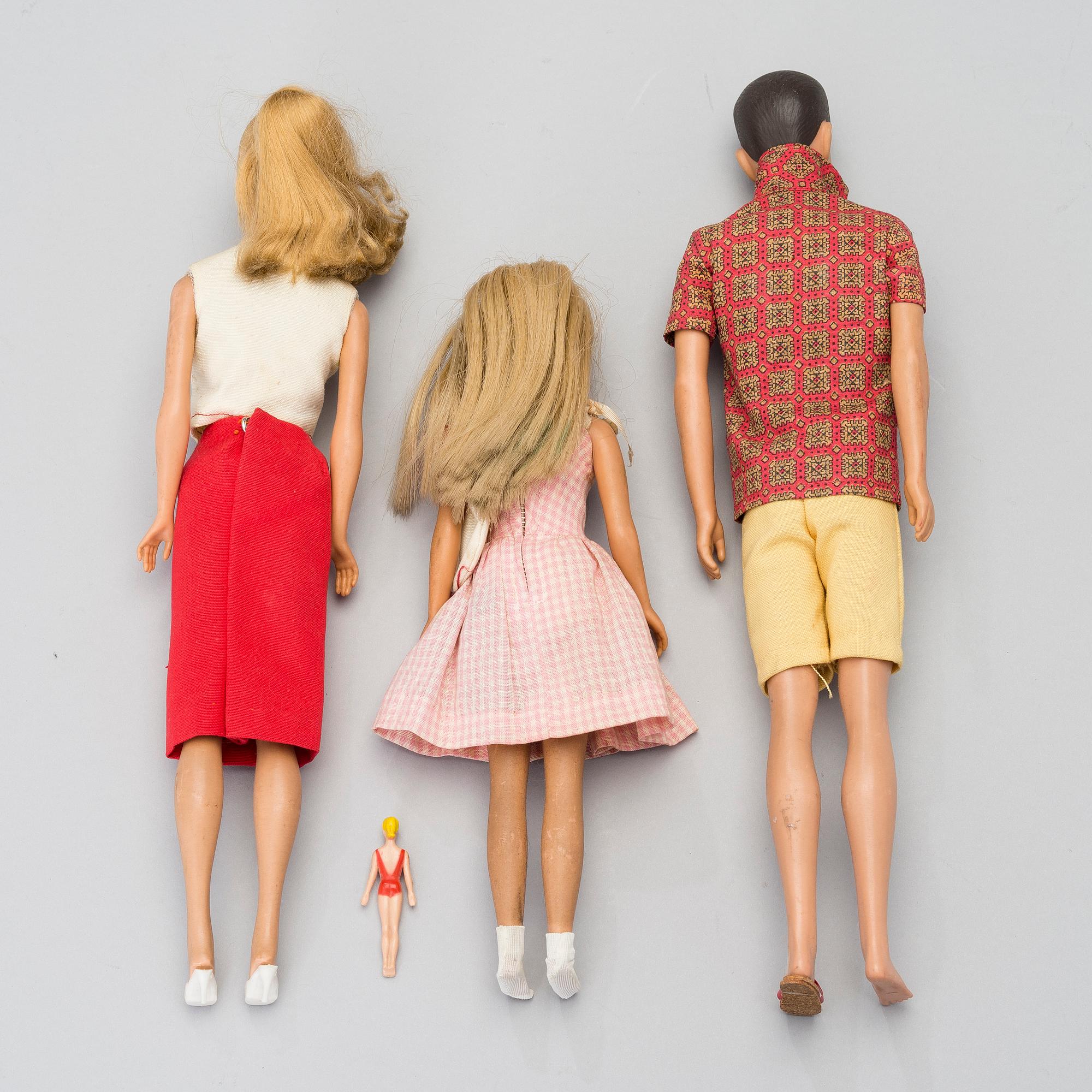 BARBIE AND HER FRIENDS, three dolls, Mattel, 1960s.