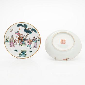 Fat, 7 st, porslin. Sen Qingdynasti/tidigt 1900-tal.