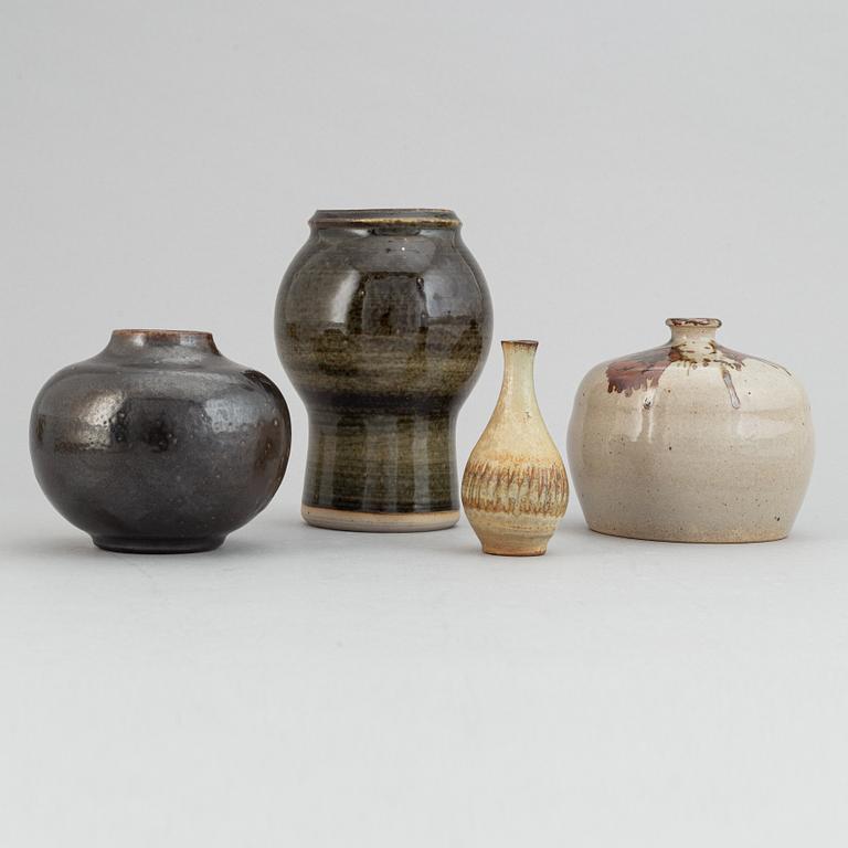 Claes Thell, John Andersson, Höganäs and Wallåkra, a set of four stoneware vases, second half of the 20th Century.