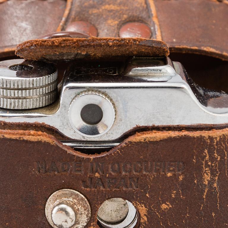 A Japanese Mighty Spy Camera Made in Occupied Japan with 1:4.5 lens and a leather Case.