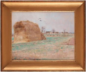 Nils Kreuger, "Halmstack på åkern" (Haystack in the field).